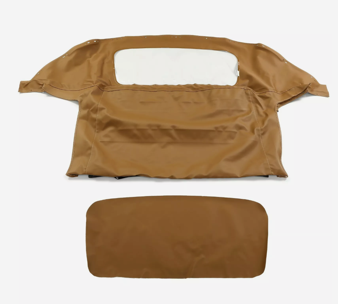 Mazda Miata MX-5 NA/NB Convertible Soft Top 1990–2005 – Beige Sailcloth Vinyl w/ Clear Window (No Rain Rail)