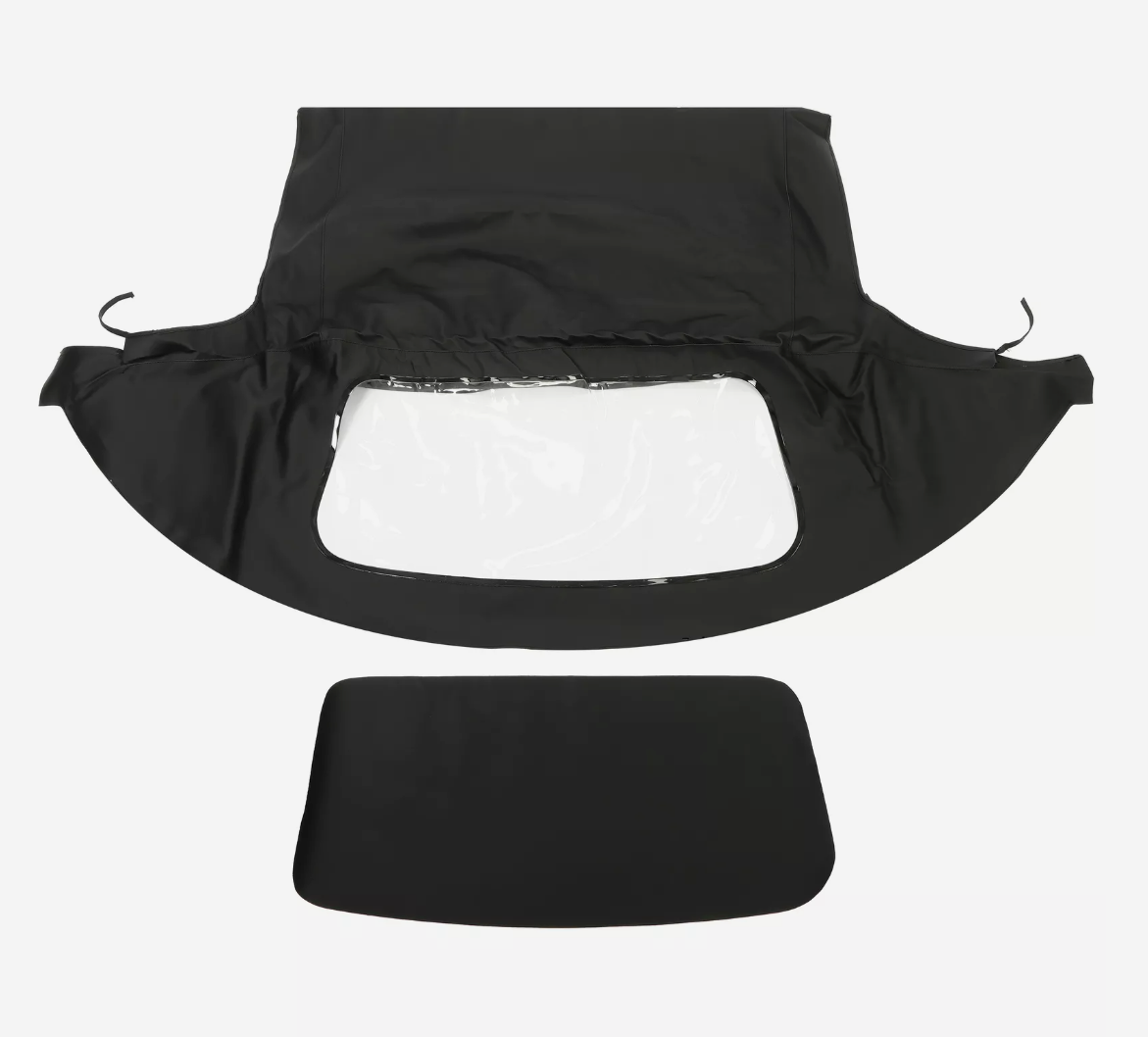 Mazda Miata MX-5 NA/NB Convertible Soft Top 1990–2005 – Black Sailcloth Vinyl w/ Clear Window (No Rain Rail)